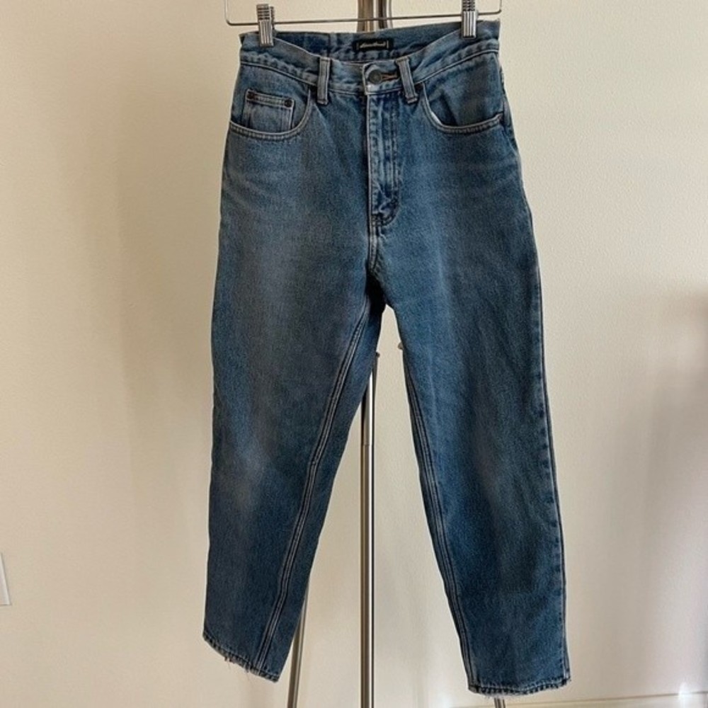 Blue Denim vintage high-waisted tapered fit jeans size petite 4